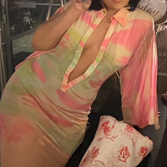 RARE ROBERTO CAVALLI PSYCHEDELIC 70s PRINT DRESS - Picture 3 of 4